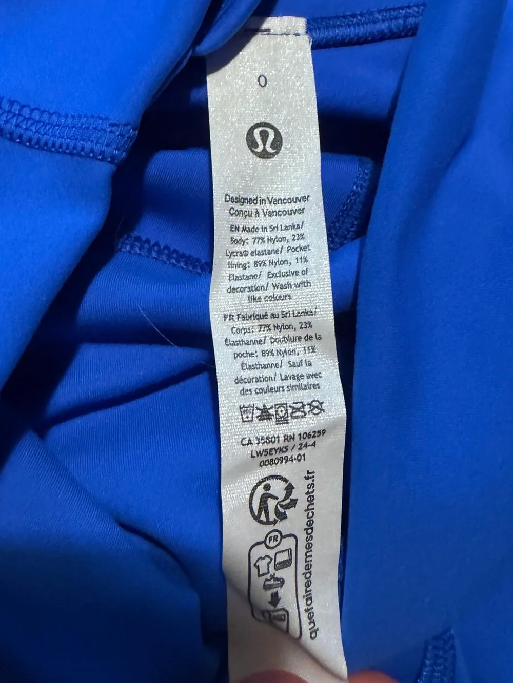 Lululemon Royal Blue Leggings - Size 0